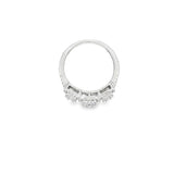 White 14 Karat Three Stone Rectangular Shape Diamond Mosaic Halo Ring