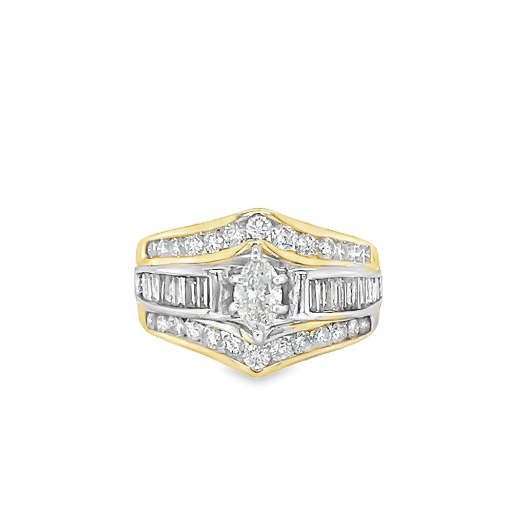 Estate Three Row Diamond Engagement Ring