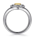 Two-Tone Silver/14K Bujukan Heart Medallion Ring Size 6.5 Designer: Ga