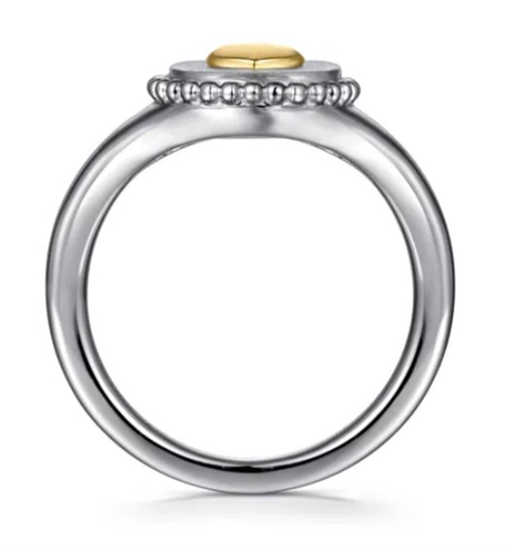 Two-Tone Silver/14K Bujukan Heart Medallion Ring Size 6.5 Designer: Ga