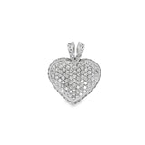 White 18 Karat Pave Heart Pendant Estate Jewelry 108=1.08tw Round Diamonds Gram Weight: 6.66