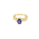 Estate Oval Tanzanite and Diamond Ring