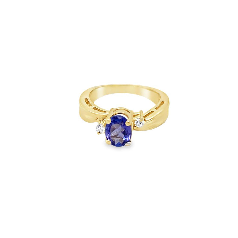 Estate Oval Tanzanite and Diamond Ring