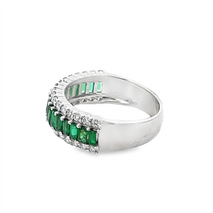 Estate Baguette Emerald and Diamond Ring