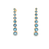 Yellow 14 Karat 46.50mm Elongated Graduated Bezel Set Swiss Blue Topaz