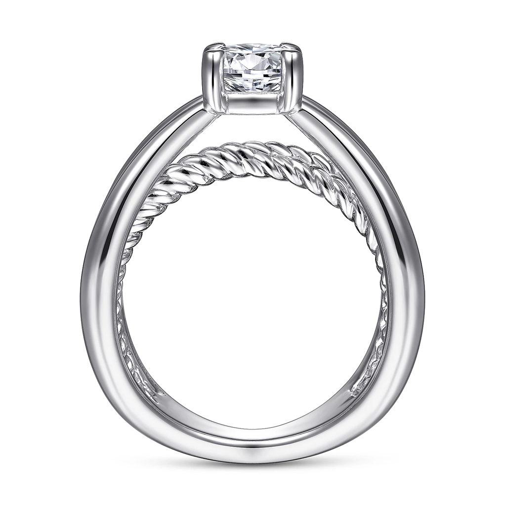 Gabriel & Co. Uta - 14K White Gold Split Shank Round Diamond Engagement Ring