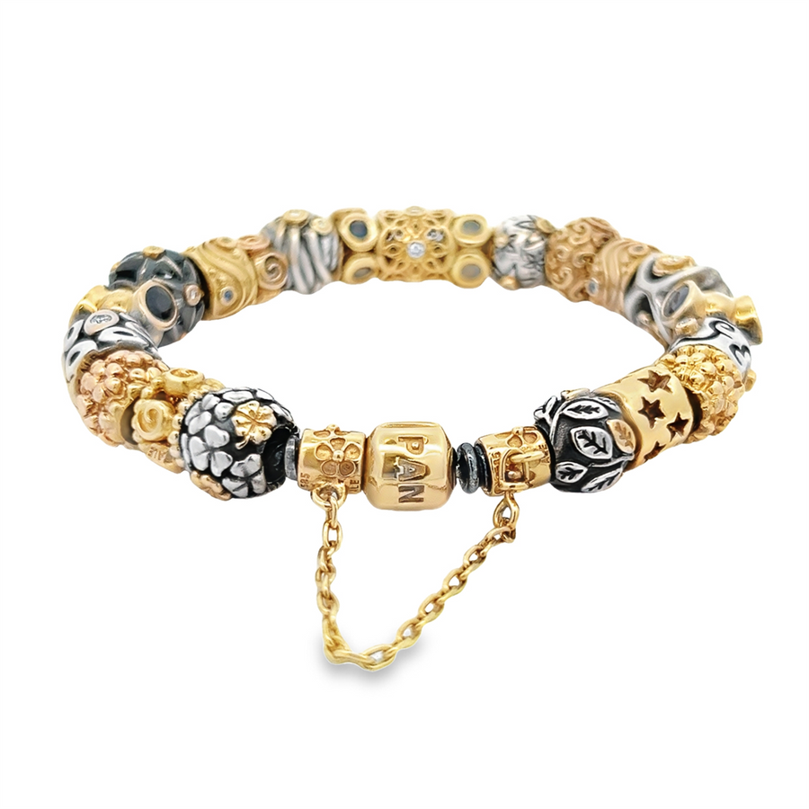 Estate Two-Tone Blue Pandora Charm Bracelet