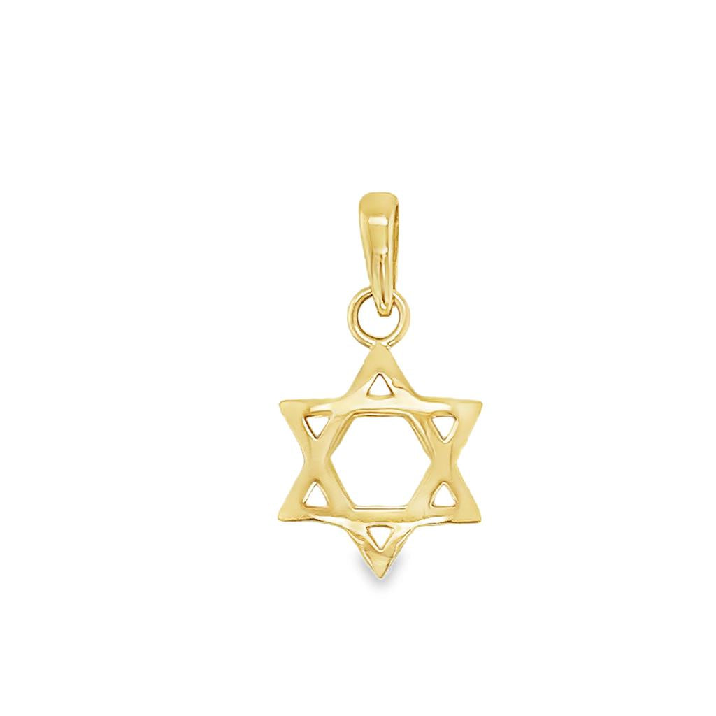 Yellow 14 Karat Milros Hollow Cutout Star of David Pendant