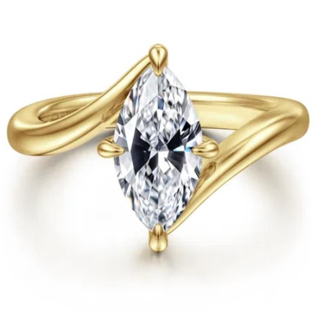 Yellow 14 Karat Compass Prong Bypass Remount Size 6.5 Designer: Gabrie