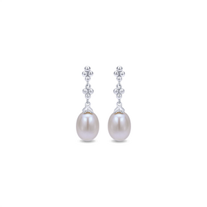Gabriel & Co. Fashion 925 Sterling Silver Linear Pearl  Drop Earrings