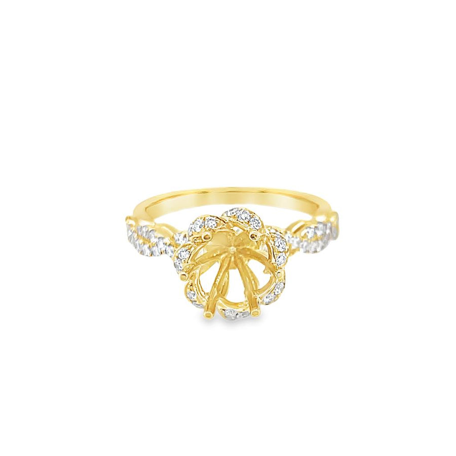 Lady's Yellow 18 Karat Twisted 6 Prong Ring Size 6.75 83 = 0.55tw Roun