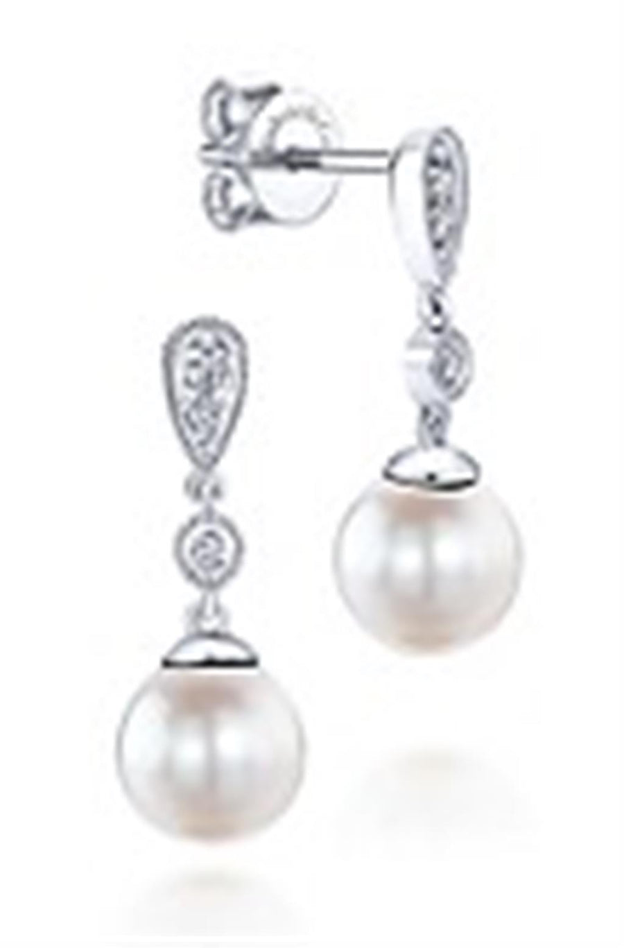 Gabriel & Co. Vintage Inspired Diamond Pearl Drop Earrings