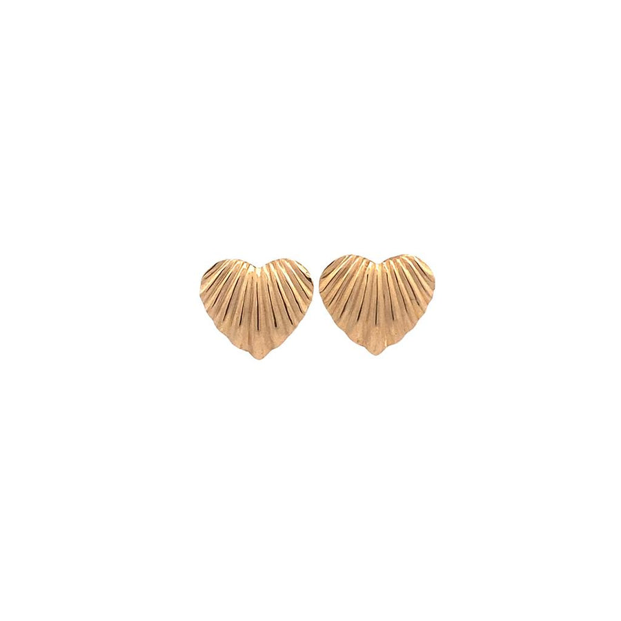 Estate Fluted Heart Earrings, .52grams TW, 14KY.