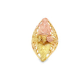 Tri-Color 10 Karat Diamond Cut Black Hills Gold Leaf Ring Estate Jewel