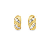 Channel Set Baguette Diamond Hoop Earrings