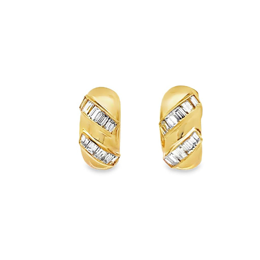 Channel Set Baguette Diamond Hoop Earrings