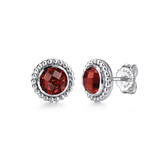 Gabriel & Co. Fashion 925 Sterling Silver Garnet Stud Earrings