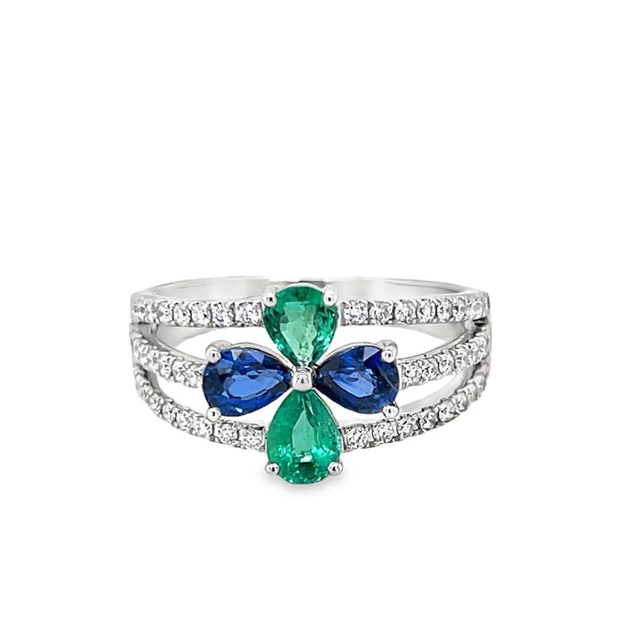 Lady's White 14 Karat Floral Split Shank Fashion Ring with 2 = 0.69tw