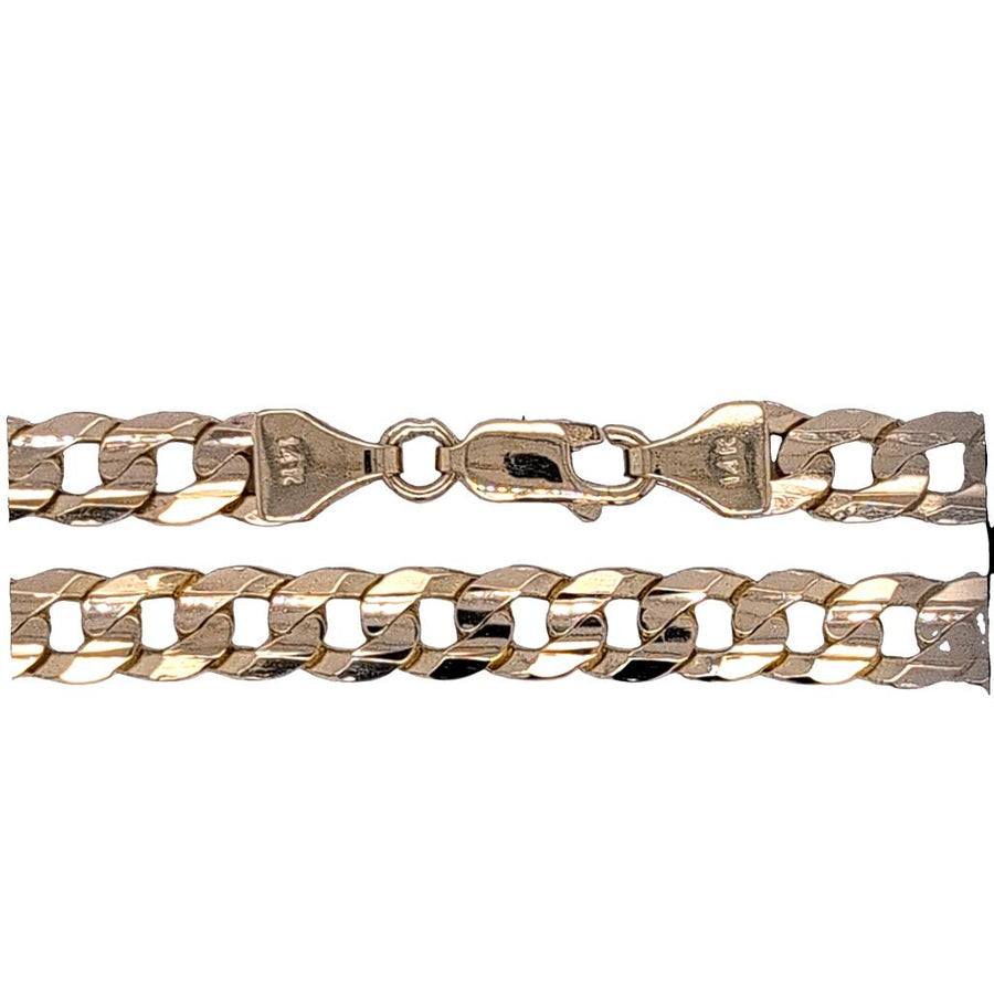 Yellow 14 Karat 6mm Flat Cuban Chain Link Necklace With A Lobster Claw