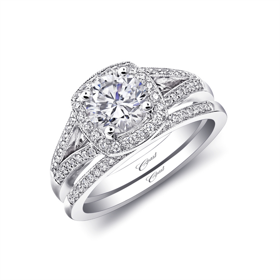 Coast Diamond Milgrain Cushion Halo Split Shank Ring Mounting