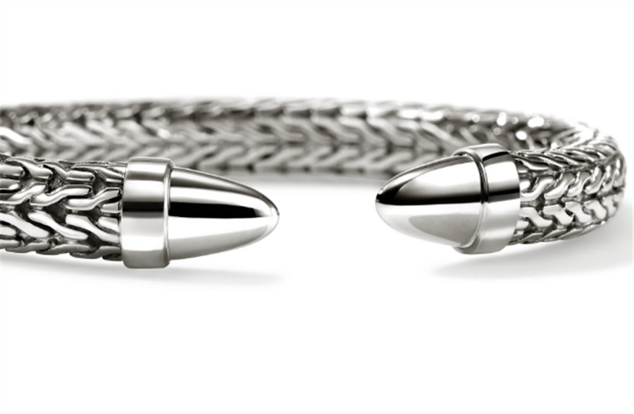 Sterling Silver 8.9mm Spear 50 Flex Cuff John Hardy, Size M