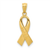 14k Gold Polished HOPE Ribbon Pendant