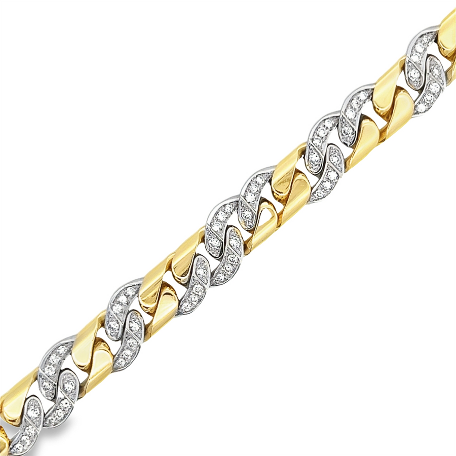 Two-Tone Curb Link Diamond Bracelet