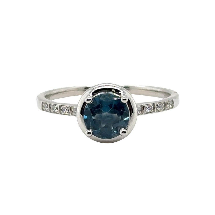 Blue Topaz 14 Karat White Fashion Ring