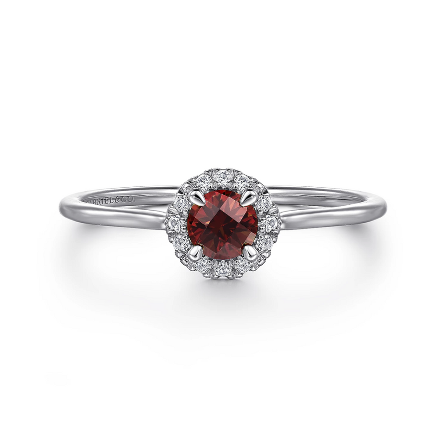 Garnet 14 Karat White Fashion Ring