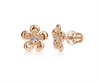 Lady's Rosé 14 Karat Floral Screw Back Stud Earrings 2 = 0.01tw Round