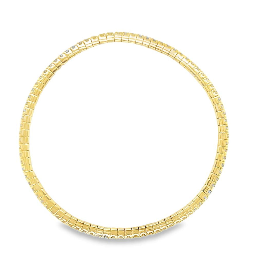 Lady's Yellow 18 Karat Stretchy Tennis Bracelet 86 = 2.12tw Round G/H