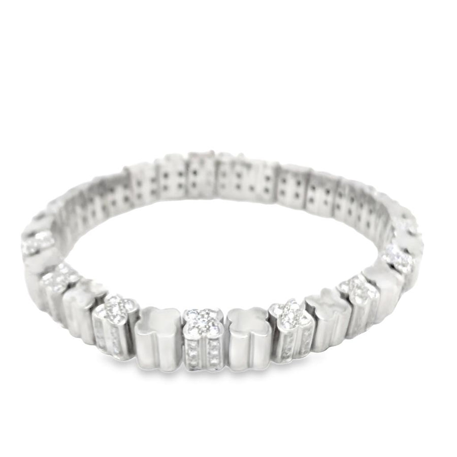 14 Karat White JB
 Star Clover Diamond Bracelet Estate Jewelry Length