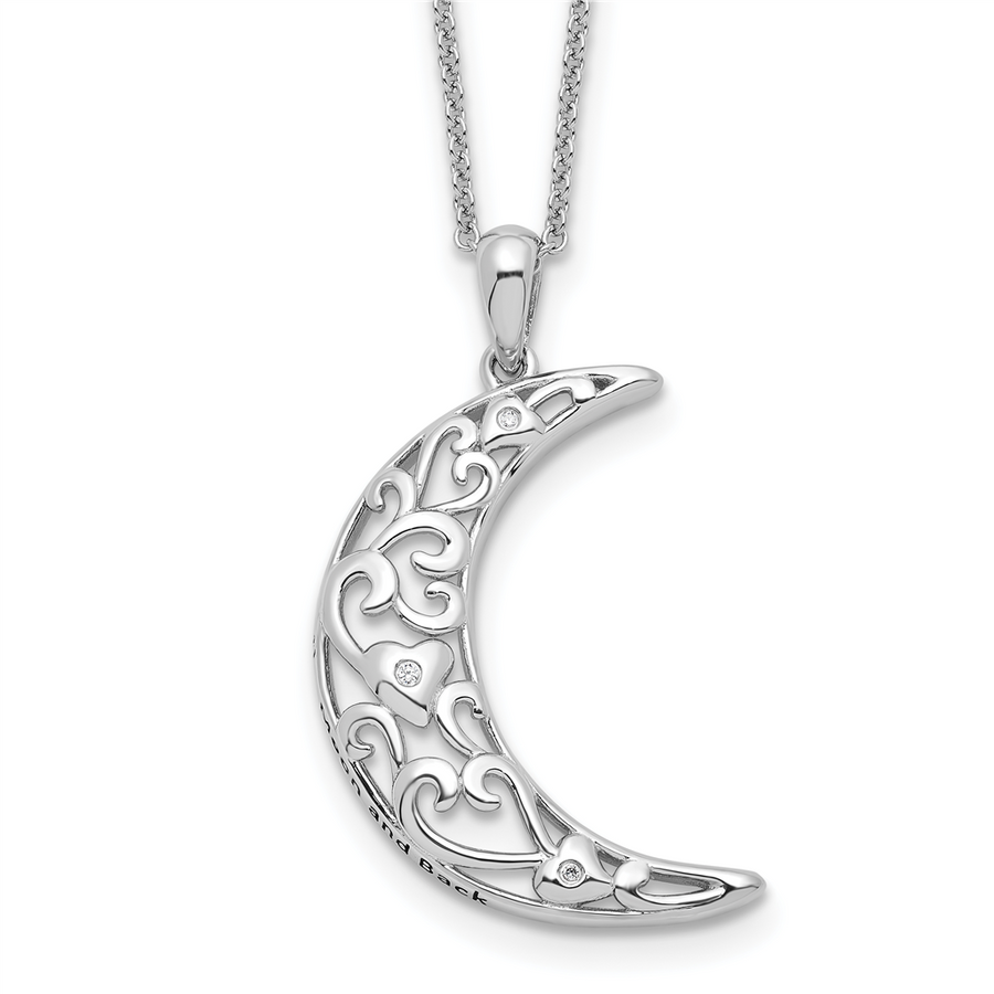 Sterling Silver "I Love You to The Moon and Back" Antiqued Moon Necklace