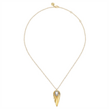 Lady's Two-Tone 14 Karat Diamond Cut Teardrop Necklace Length 17.5 Wit