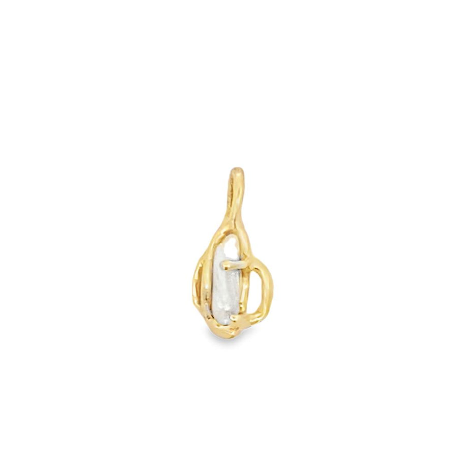 Yellow 14 Karat 16.03X7.79mm Freeform Tennessee Pearl Pendant Estate J