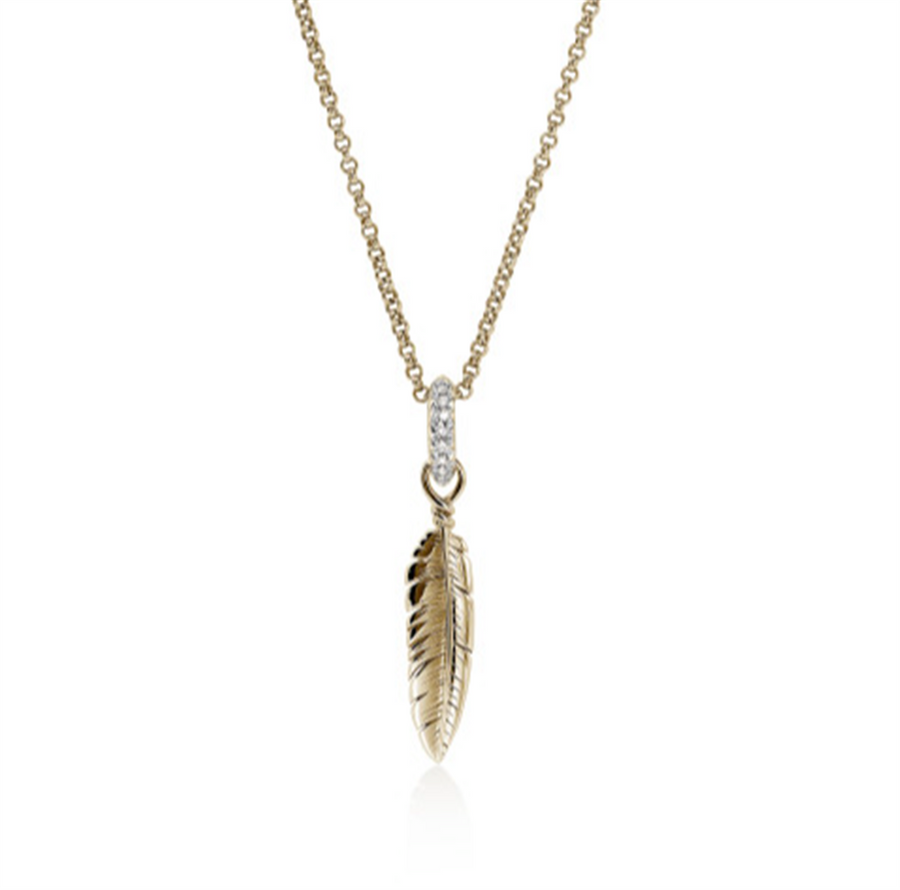 John Hardy Modern Talisman Diamond Feather Necklace