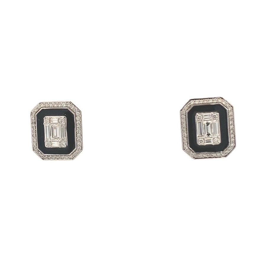 Black Enamel and Diamond Earrings