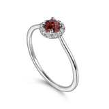 Gabriel & Co. Fashion 14K White Gold Garnet and Diamond Halo Promise Ring