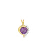 Two-Tone 10 Karat Amethyst Heart And Diamond Pendant Estate Jewelry Wi