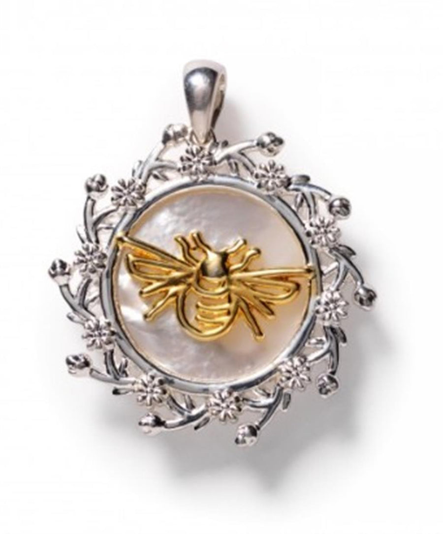 Southern Gates Two-Tone Courtyard Floral Bee Pendant