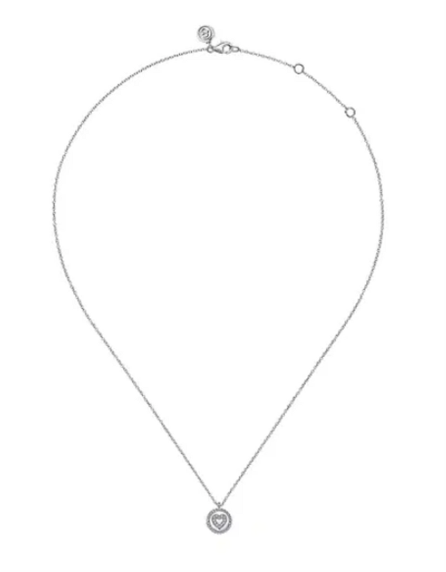 Lady's Sterling Silver Bujukan Heart Pendant Silver Necklaces Length 1