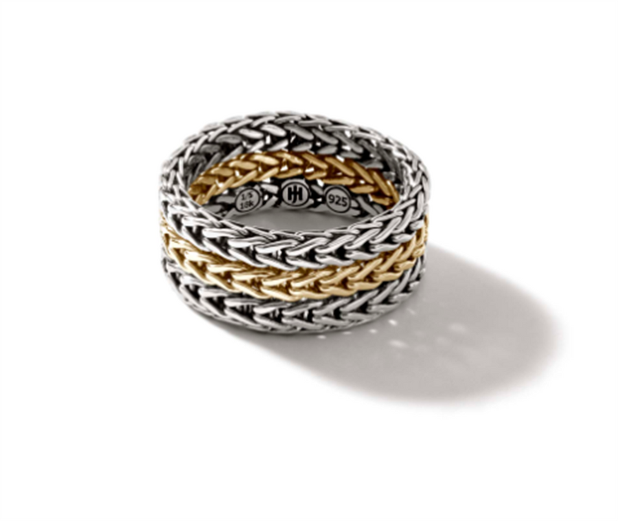 John Hardy Classic Chain 18K Gold & Silver 9mm Band Ring