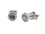 Lady's White 14 Karat Round Halo Stud Earrings With 2 = 0.27Twt Round