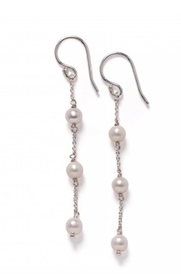 Sterling Silver Ariel 3 Pearl Dangle Earrings