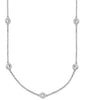 Lady's White Sterling Silver Bezel Station Silver Necklaces with 12 =