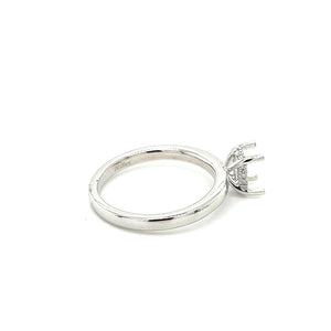 Lady's White 18 Karat Oval Hidden Halo Ring