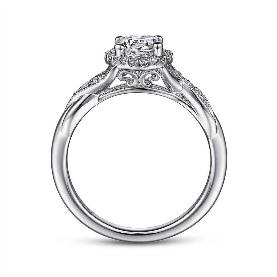 Gabriel & Co. Shae - Vintage Inspired Twisted Halo Diamond Engagement Ring Mounting
