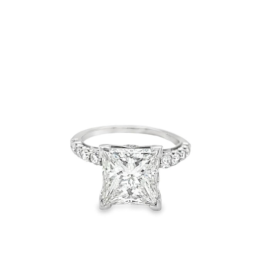 White 14 Karat 4-Prong Princess Cut Engagement Ring