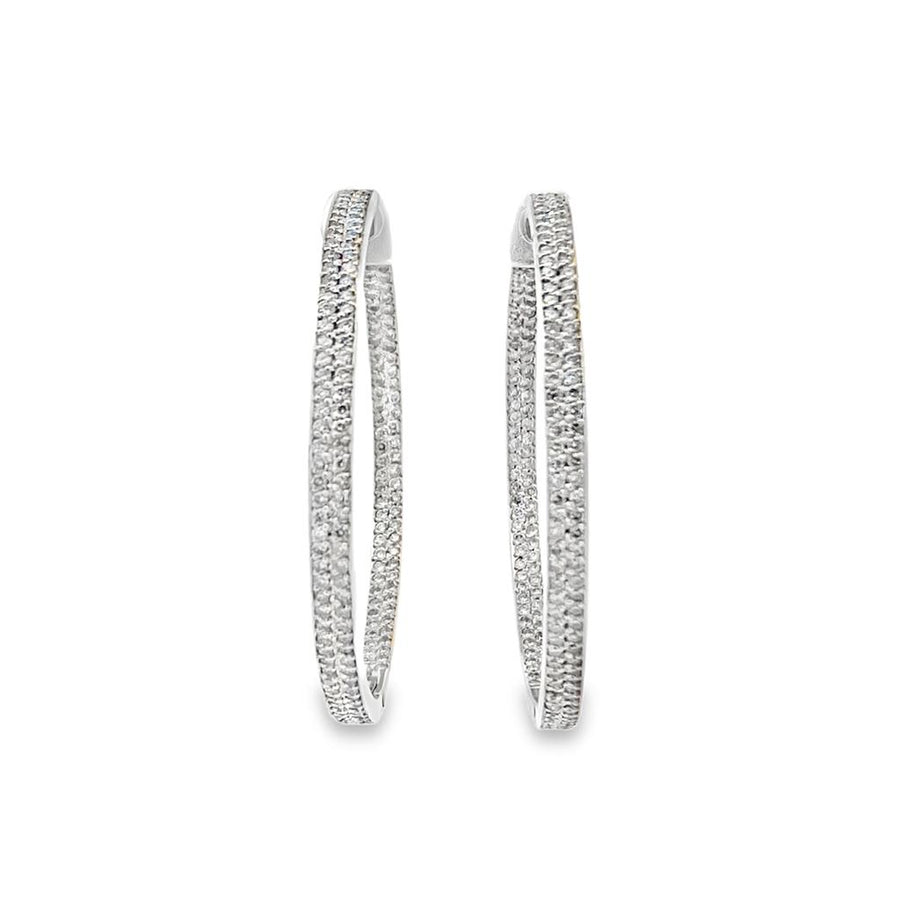 Double Row Diamond Hoop Earrings
