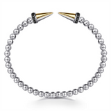 Two-Tone 14 Karat/Sterling Silver Beaded Spear Cuff Bracelet. Size 6 D